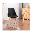 4 Pieces Beech Dining Chairs With Pu Padded Cushion For Kitchen