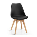 4 Pieces Beech Dining Chairs With Pu Padded Cushion For Kitchen
