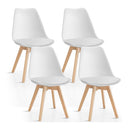 4 Pieces Beech Dining Chairs With Pu Padded Cushion For Kitchen