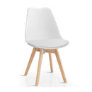 4 Pieces Beech Dining Chairs With Pu Padded Cushion For Kitchen