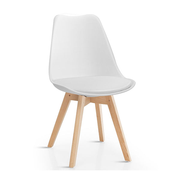 4 Pieces Beech Dining Chairs With Pu Padded Cushion For Kitchen