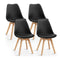 4 Pieces Beech Dining Chairs With Pu Padded Cushion For Kitchen