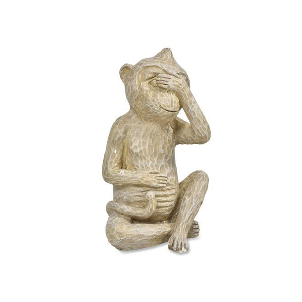 Beige See No Wise Polyresin Monkey Statue