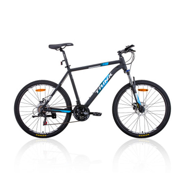 MTB Mens Mountain Bike 26 inch Shimano Gear 21  Speed Colour Matt Black White and Blue Size Of Frame 17 inches