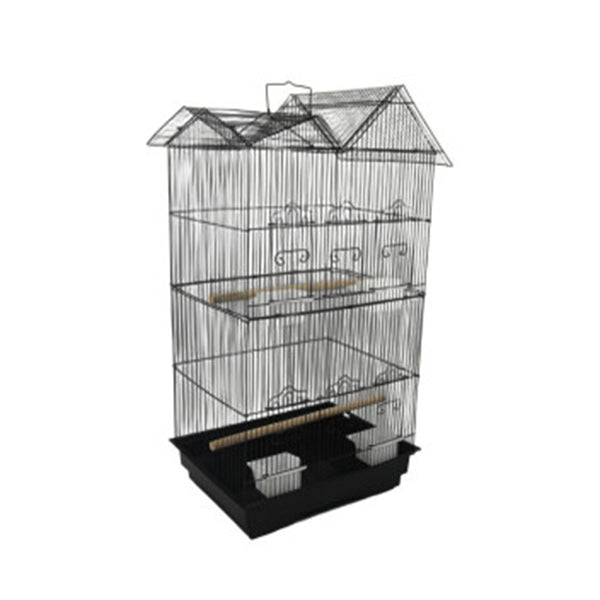 4 X Medium Size Bird Cage Parrot Budgie Aviary with Perch    Black