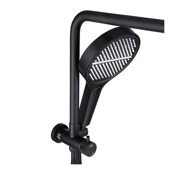 Black 13 Inch Twin Rain Shower Head With Shower Mixer Rail 4 Mode