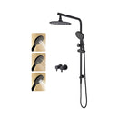 Black 200Mm Stainless Shower Head 3 Modes Rain Handheld Heads Set Wall