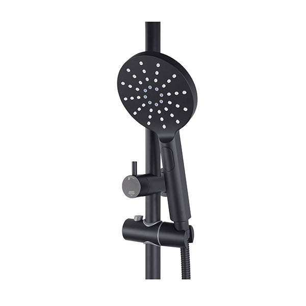 Black 200Mm Steel Shower Head 3 Modes Rain Handheld Heads Set Tap