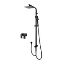 Black 8 Inch Thin Rain Shower Head Set Gooseneck Arm Brass Diverter