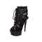 Black Lace Open Toe Platform Ankle Bootie 6In Heel