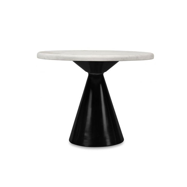 Black Pedestal Marble Iron Side Table