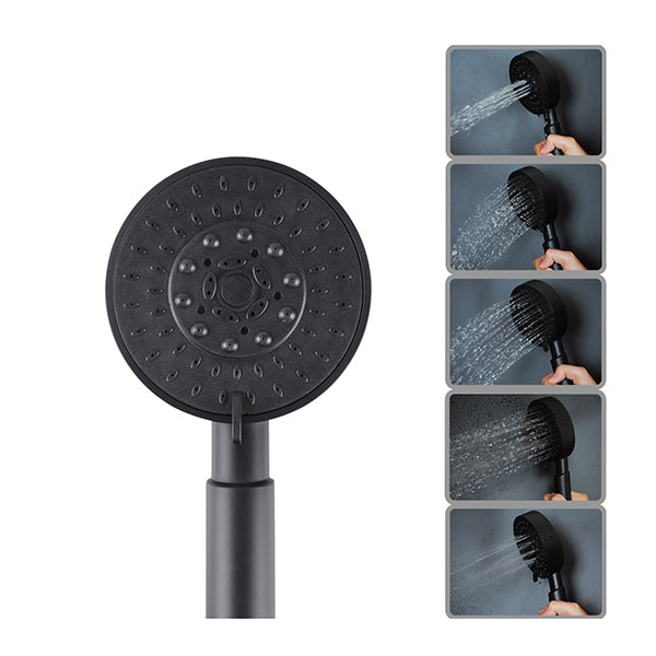 Black Round Brass Shower Holder Wall Connector Handheld Shower Set