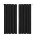 2X Blockout Curtains Panels 3 Layers Black