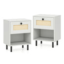 Boho Style Bedside Table With Drawer And Open Storage Shelf White