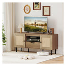Boho Tv Stand For 60Inch Tv Entertainment Center With Cabinets Natural