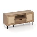 Boho Tv Stand For 60Inch Tv Entertainment Center With Cabinets Natural