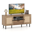 Boho Tv Stand For 60Inch Tv Entertainment Center With Cabinets Natural