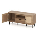 Boho Tv Stand For 60Inch Tv Entertainment Center With Cabinets Natural