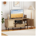 Boho Tv Stand For 60Inch Tv Entertainment Center With Cabinets Natural