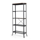 5 tier Bookshelf with Steel Frame for Living Room