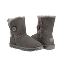 Platinum Sheepskin Water-resistant Mid Bailey Button Boots Grey