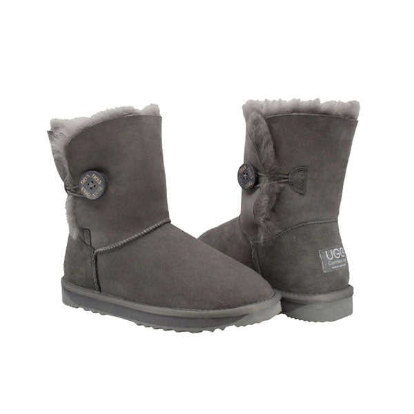 Platinum Sheepskin Water-resistant Mid Bailey Button Boots Grey