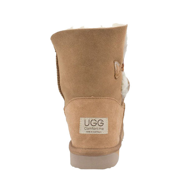 Platinum Sheepskin Water-resistant Mid Bailey Button Boots Chestnut
