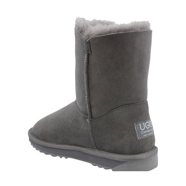 Platinum Sheepskin Water-resistant Mid Bailey Button Boots Grey