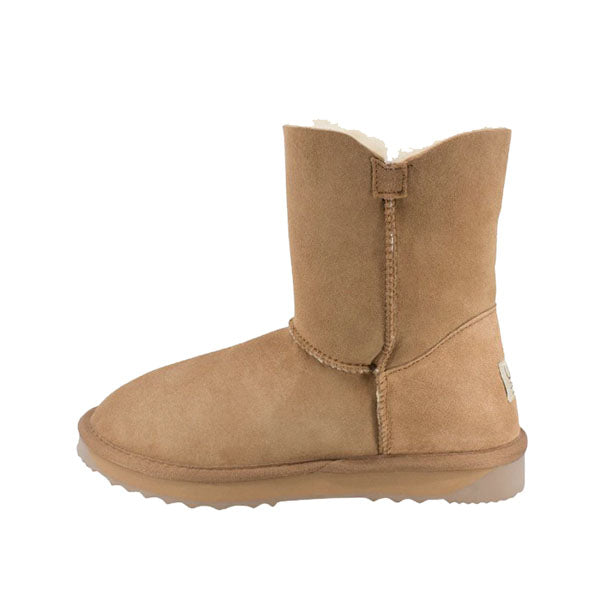 Platinum Sheepskin Water-resistant Mid Bailey Button Boots Chestnut