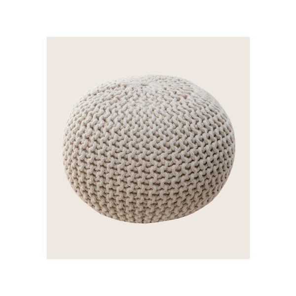 Braided Ottoman Pouffe Footstool Hand Knitted Natural
