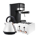 Breakfast Set With Rose Gold Kettle And Toaster With Espresso Machine