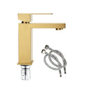 Brushed Gold Bathroom Sink Tap Vanity Basin Square Lever