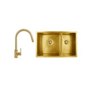 Brushed Gold Kitchen Sink Mixer Tap Set