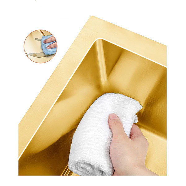 Brushed Gold Kitchen Sink Mixer Tap Set