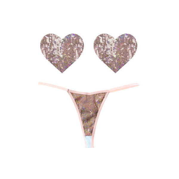 Sequin G String And Heart Pastie 2 Pc Set