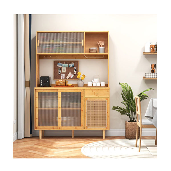 Bamboo Buffet Cabinet With Hutch For Kitchen Dining Room