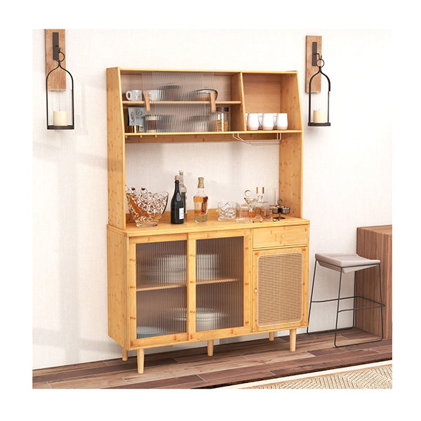 Bamboo Buffet Cabinet With Hutch For Kitchen Dining Room