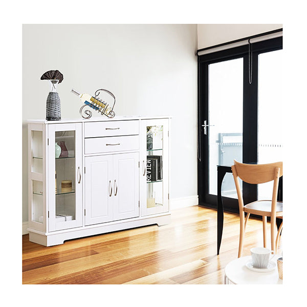 Buffet Sideboard With 2 Drawers 3 Cabinets For Kitchen Living Room