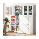 Buffet Sideboard With Dual Tempered Glass Doors And Shelves White