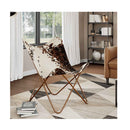Butterfly Chair Brown And White Real Cowhide Leather