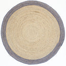 Misty Bloom Navy Blue Round Rug
