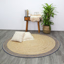 Misty Bloom Navy Blue Round Rug