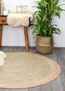 Meadow Bloom Pink Natural Round Rug