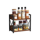 2 Tier Countertop Shelf Organiser Rustic Wood Kitchen Spice Rack