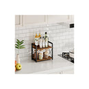 2 Tier Countertop Shelf Organiser Rustic Wood Kitchen Spice Rack