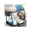 2 Tier Dish Drying Rack For Kitchen Countertop With Drainage Tray