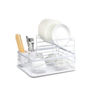 2 Tier Dish Drying Rack For Kitchen Counter With Removable Drip Tray