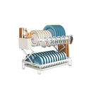 2 Tier Dish Drying Rack With Drainage Tray White