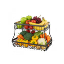2 Tier Fruit Basket Metal Storage Bowl Kitchen Counter Organiser