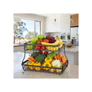 2 Tier Fruit Basket Metal Storage Bowl Kitchen Counter Organiser